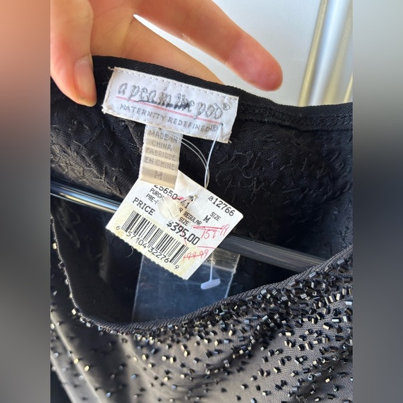 Nwt A Pea In The Pod Maternity Redefined Black Beaded Dress Size M ($395) - Picture 3 of 4